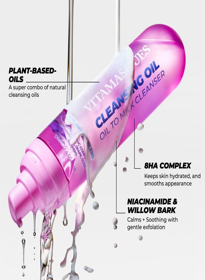 Vitamasques Oil to Milk Cleanser Face Wash & Makeup Remover – Korean Cleansing Oil for Face, Deep Pore Clean, Gentle Facial Oil Cleanser, Quick Rinse-Off & No Oily Residue (4.05 Fl Oz) - Image 4